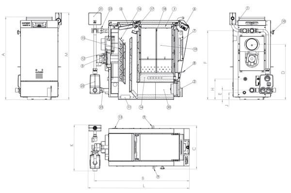 Dimensions chaudière bois 