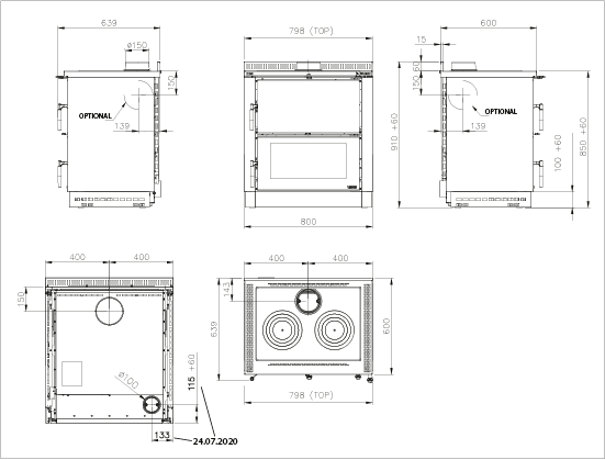 dimension cuisiniere verona xxl inox